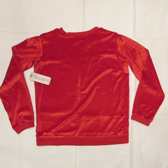 Wrangler Girl's Long Sleeve Logo Graphic Velvet Sweatshirt - True Red - Picture 2 of 3